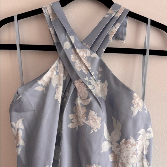 Anthropologie Sky Blue Floral Halter Maxi Dress - Picture 6 of 7